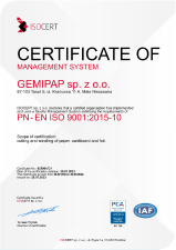 ISO Certyfikat dla Gemipap